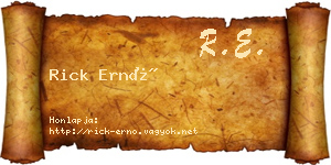Rick Ernő névjegykártya